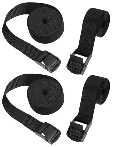 ZEXIJOW Cinghia di Serraggio Corta con Cricchetto 50 cm E 1 M,4 Pezzi Cinghie di Serraggio nere corte con Serratura a Morsetto,Capacità di carico 300 kg,Piccole Cinghie di tensione per Auto,Bicicletta
