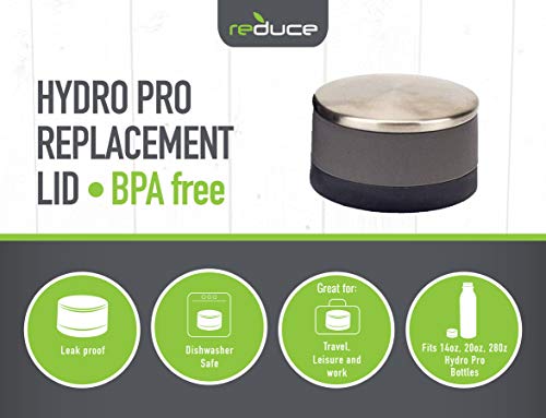Reduce Hydro Pro Stainless Steel Bottle Replacement Lid Set, 2 Pack - Screw On Design - Fits 14Oz, 20Oz And 28Oz Hydro Pro Reusable Water Bottles - Replace Lost Or Damaged Lids #TOP2