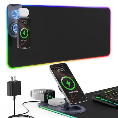 15W Wireless Charging Mouse Pad with Phone Holder&20W Power Adapter