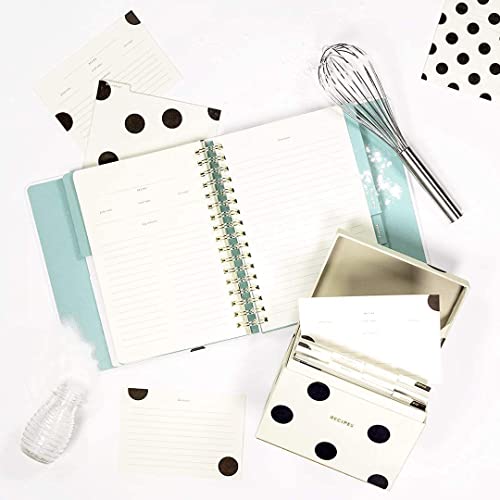 Kate Spade New York Recipe Box With 40 Double Sided Recipe Cards, Deco Dot #TOP4