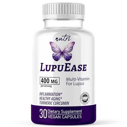LupuEase Lupus Relief Products Multivitamin Lupus Supplements - Vitamin C D3 E B12 Turmeric Curcumin Extract (Std. 95% Curcuminoids) - Omega 3 Fatty Acids - 30 Day Supply - 400mg - 60 Capsules