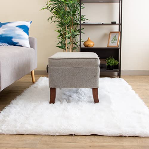 Super Area Rugs Ultra Soft & Fluffy Faux Sheepskin Rug, White 3 X 5 Feet Carpet For Bedroom Living Room #TOP1
