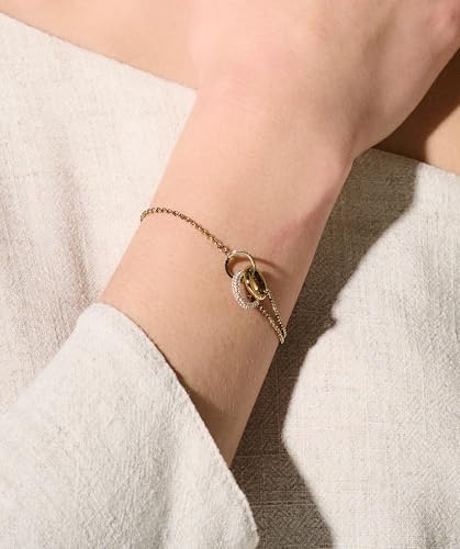 Olivia Burton Women's CLASSIC CRYSTAL INTERLINK Collection Bracelet in Light Yellow Gold with Intertwined Rings and Crystals - 24100005 — photo 4