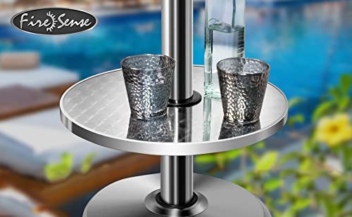 Fire Sense 61709 Adjustable Table For Outdoor Patio Heater Add More Functionality, Style & Sturdy Place For Drinks Table Stainless Steel Construction Durable & Long Lasting - 16 " Diameter #TOP5
