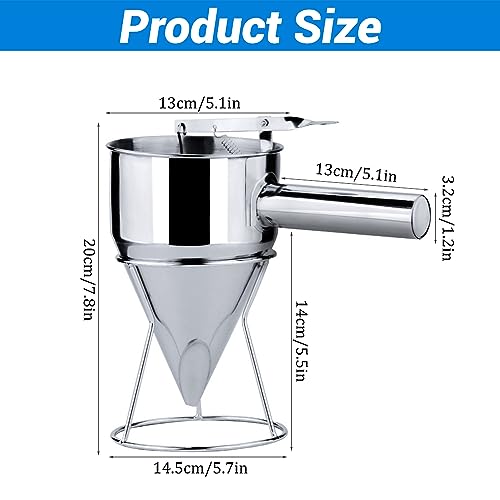 Foto von XEERUN Edelstahl Teigportionierer, Edelstahl Teig Spender Batter mit Pinsel, Kolbentrichter Pfannkuchen Teigspender Trichter Backtrichter für Zuhause Küche Bäckerei Kuchen Desserts Kochwerkzeuge