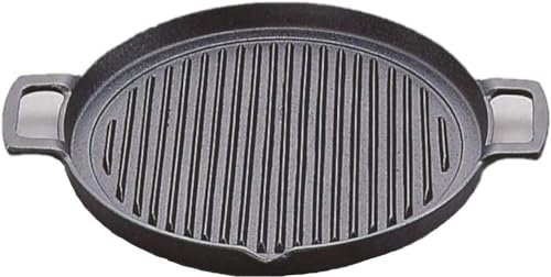 Iwachu 23050 Grill Pan, Round 25, Black Baking, Inner Diameter: 9.6 inches (24.5 cm), Induction Compatible, Nambu Ironware