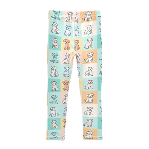 Grid Dog Cute Animal Girls Casual Leggings for Kids Printed Long Pant Bottoms Stretch and Soft2