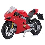 Bburago - Ducati Panigale V4, motocykl diecast w skali 1:18, szczegółowa replika włoskiego superbike'a, oficjalny model z wolnymi kołami, licencja Ducati, zalecany wiek 3+ lata