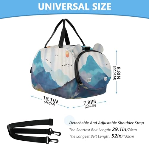 Misty Forest Mountain Kids Overnight Duffle Bag,Gymnastics Sports Dance Bag with Shoe Compartment & Wet Pocket, Travel Weekender Tote for Boys & Girls3