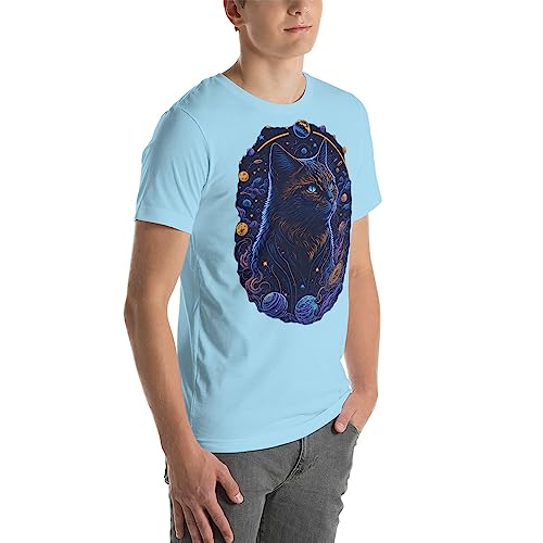 Comfortable T-Shirt For Men. Catdesign Ocean Blue #TOP3