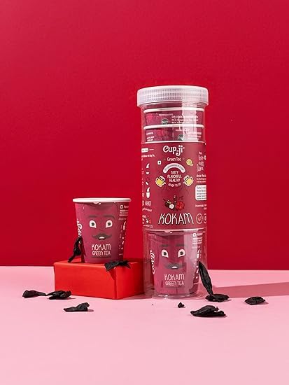 Image of Cup-ji Ready to Sip Kokam Green Tea I With Hibiscus & Kokam I Effective on Weight Loss I Non Bitter & Whole Leaf Green Tea I Fruity & Peppery I10 Cups with Each Cup Size 210 ml | Pack of 2