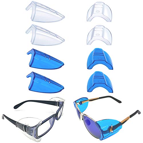 4 Pairs Safety Glasses Side Shields Large, Slip on Side Shields, Fits Medium to Large Eyeglasses Frames (2 Pairs Clear and 2 Pairs Sapphire Blue) 4 Pairs Safety Glasses Side Shields Large, Slip on Side Shields, Fits Medium to Large Eyeglasses Frames (2 Pairs Clear and 2 Pairs Sapphire Blue)