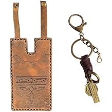Tizee Western Boot Wallet for Women | Handcrafted Leather Credit Card Holder | Compact & Thin with Snap Strap and Keychain | Vintage Style Fashion Accessory Brown