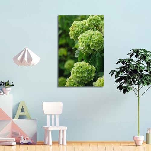 Hortensia vert sphérique ZHOUKEG création murale d'exception 20 x 30 cm