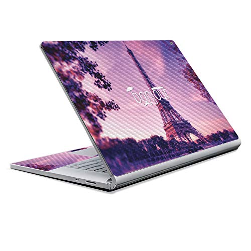 Image of MightySkins Carbon Fiber Skin for Microsoft Surface Book 2 13 inch (2017) - Bonjour,Protective, Durable Textured Carbon Fiber Finish,Easy to Apply, Remove, and Change Styles,