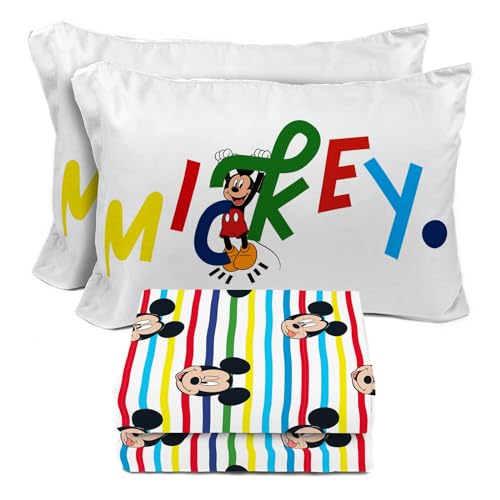 Image of Sunny Side Up Disney Mickey Mouse Full Sheet Set - 4 Piece Kids Bedding Set Includes Pillow Cover - Super Soft Microfiber Sheets