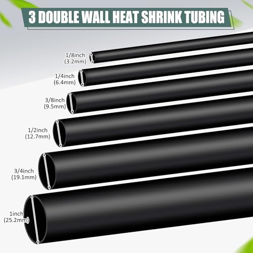 Tondiamo 6 Roll 4 Feet Heat Shrink Tubing Roll 1/4 3/8 1/2 Inch Shrink Tubing 3:1 Industrial Marine Grade Adhesive Lined Wrap Tube, Insulation Sealing Wear-resistant (1/8 1/4 3/8 1/2 3/4)