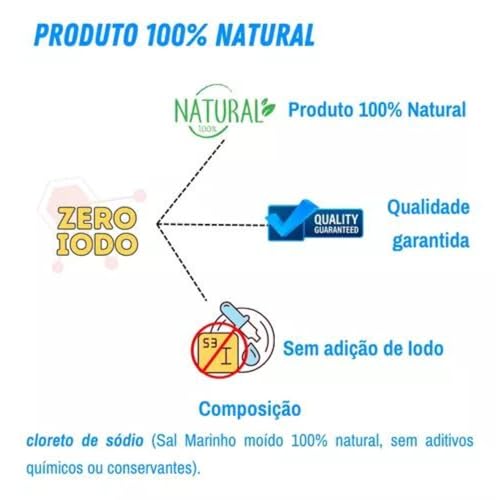 Sal Marinho Moído Sem Iodo 1kg 100% Natural Integral