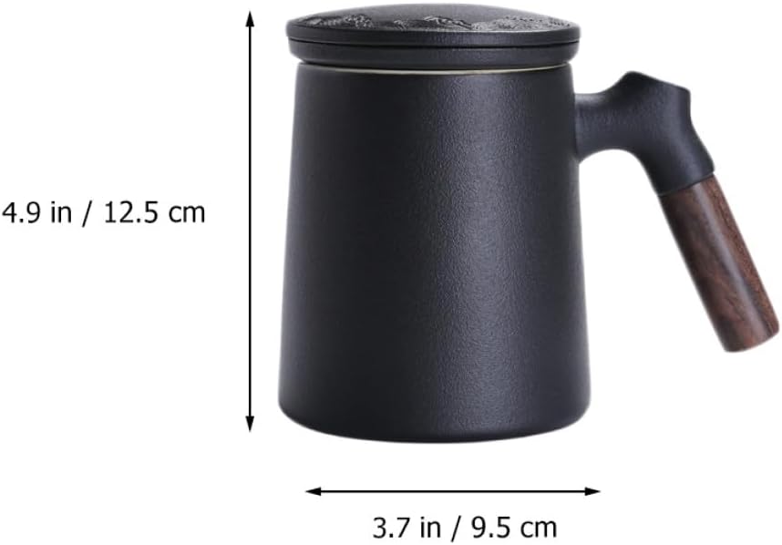 Ceramic Filter Tea Mug with Lid and Separation Filter, Black Tea Cup for Office and Home, Personal Loose Leaf Infuser Cup with Ceramic Material