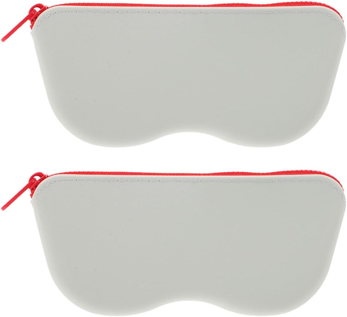 Hemoton 2pcs Silicone Zippered Glasses Storage Pouch Gray White, Waterproof Sunglasses Travel Case Dustproof Eyeglass Holder for Outdoor Use