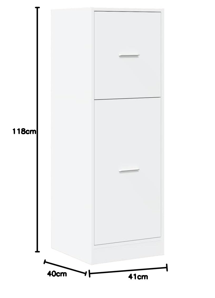 Apothekerschrank Weiß 40x41x118 cm, Holzwerkstoff Küchenschrank, Auszugschrank mit 3 Schubladen, Vielseitiger Stauraum für Zuhause & Büro