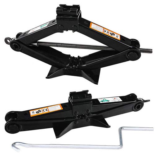 SiKy Universal 2 Tonne Scissor Jack Extend From 105MM To 385MM With Chromed Crank Speed Handle Tyre Repair Tool Replacement Kit - For Caravans/Honda Jazz/Audi/BMW/Benz/Ford