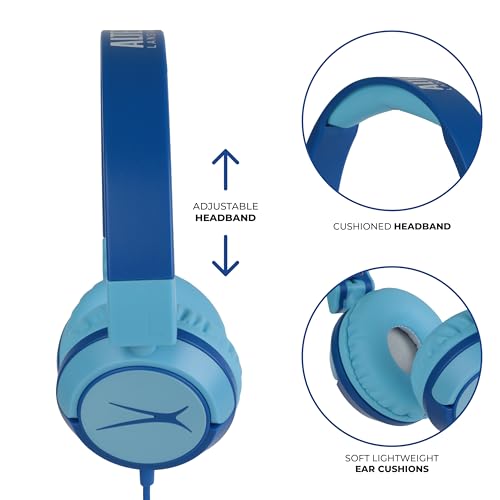 Image of Altec Lansing Kid Safe Wired Headphones, Over Ear Headphones for Kids Ages 3-5, Volume-Limiting Toddler Headphones with Mic, Compact Foldable Kids Headphones with Cord, APA Approved (Blue)