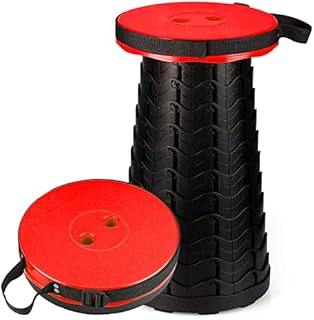 Auspicious Portable Folding Stool - Portable Telescopic Stool,Adjustable Height Camping Stool Portable,Lightweight Telescopic Stool for Outdoor Camping Fishing BBQ Indoor Kitchen Load 397 lb (Red)