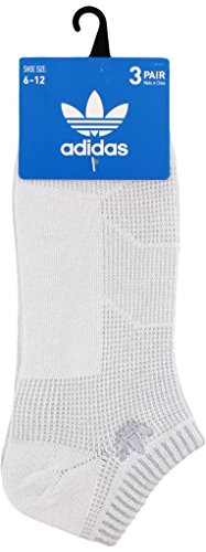 Adidas Originals Men's Prime Mesh No Show Socks (3-Pair), White/Clear Onix, Large, (Shoe Size 6-12) #TOP4