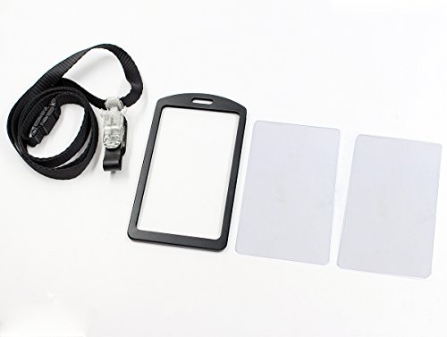 Aluminum Badge Holder With Detachable Neck Lanyard/Strap For Id Card, Working Card, Name Tag (2Pcs Black) #TOP2