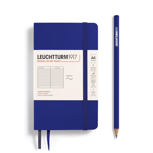 LEUCHTTURM1917 - Notebook Softcover Pocket A6-123 Numbered Pages for Writing and Journaling (Ink, Ruled)