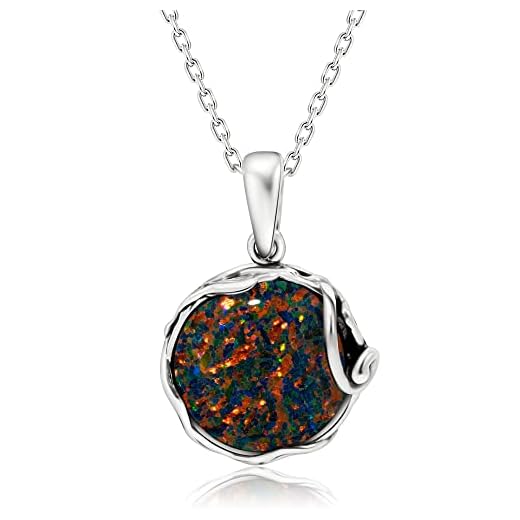 925 Sterling Silver Black Fire Opal Vintage Style Large Pendant; Libra October Birthstone; Dainty Black Stone Pendant; Handmade Antique Style Black Opal Necklace For Classy Women