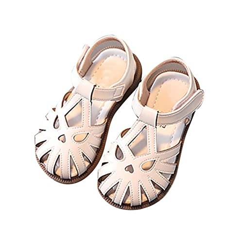 Girls Sandals Half Open Toe Mesh Design Sandals Flat Sandals Summer Dress Shoes for Toddler Little Child Girls Size 13 Sandals (Beige, 7 Toddler)3