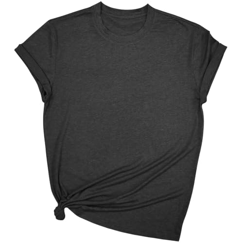 Shirts for Women: Casual Crew Neck Short Sleeve Cotton Blend Tee Tops — view 3