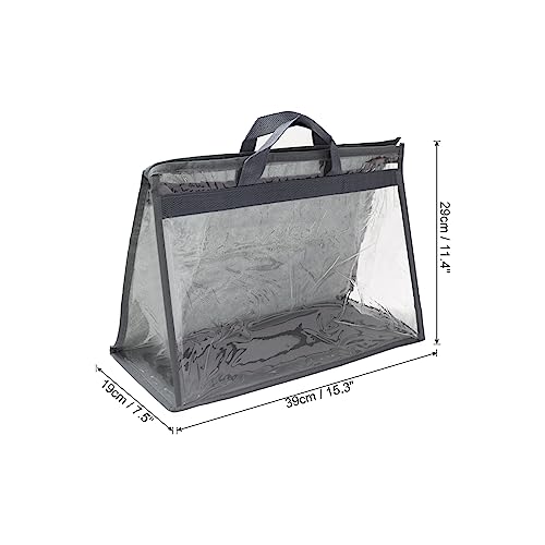 PATIKIL Handbag Dust Bags, Clear Purse Storage Organizer M Size PVC Dustproof Handbag Cover Transparent Purse Protector, Gray - Image 2