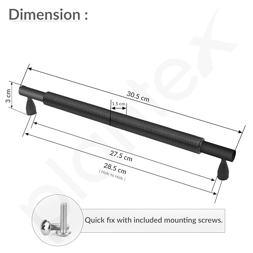 Image of Plantex Cabinet Handle /Kitchen Cabinet Door Handle /Wardrobe /288 mm Cupboard Handle /Door Pull-Push Handle for Home /Office - Pack of 2 (Black)