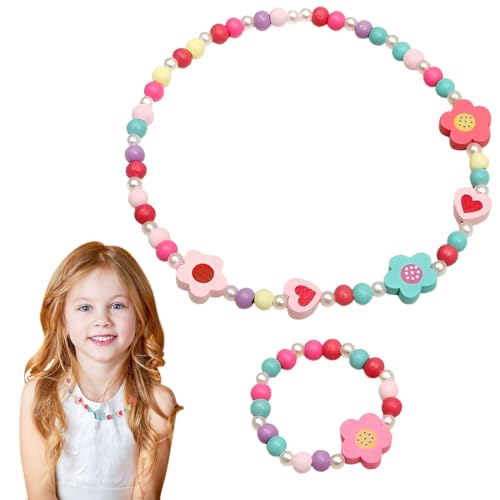 HABNI 1 Set Kinderkette Mädchen Holz Kinder Schmuck Set Blumen...
