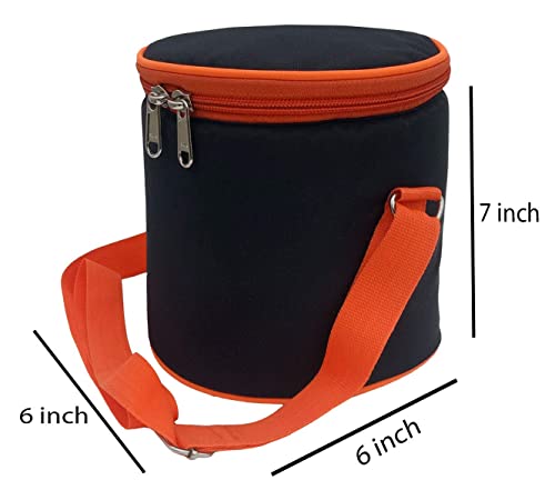 Image of Insulated Lunch Bag, Polyester, Water Resistant, Classic Style, for Office, School and Travelling, 1 Litre (Without Containers, Size-6.5 X 6 X 6)