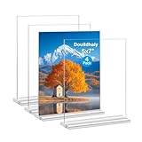 Douildhaiy Acrylic Picture Frame 5x7 inches, 4 Pack Clear Plastic Picture Frames Holder Standing,Double Sided Picture Desktop Display for Photo Home Office -Vertical