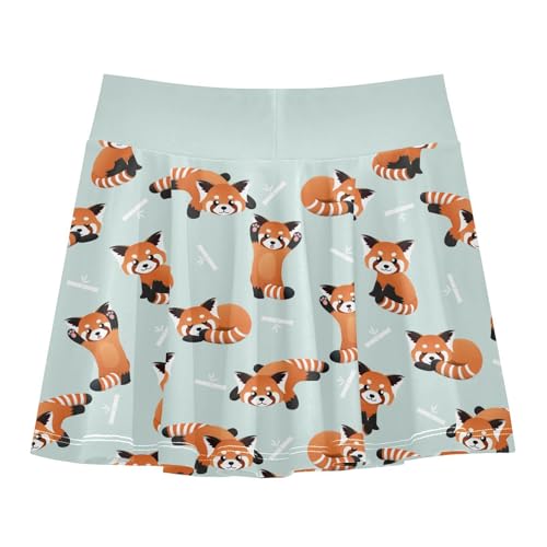 Girls Skorts High Waist Athletic Skirts with Shorts Cute Red Panda Stretchy Teens Performance Tennis3