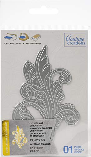 Couture Creations Troquel de Papel de Aluminio Cortado, DCO FL, Art Deco Flourish 6,6 x 4 cm, talla única