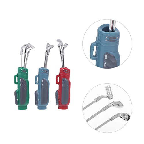 Toyvian 3 Set Miniature Golf Clubs Miniature Dollhouse Acessórios Esportes Mini Golf Set para 1: 12