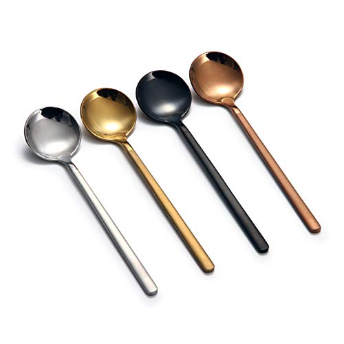 8 Pcs Coffee Spoons Teaspoons 5.3-Inch Matte Frosted Handle Stainless Steel Espresso Spoons for...