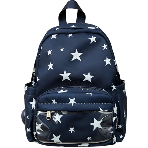 Teclado Kawaii Backpack with Cute Accessories Small Nylon Casual Bookbags with Pendants Lightweight Travel Daypacks (Dark Blue)