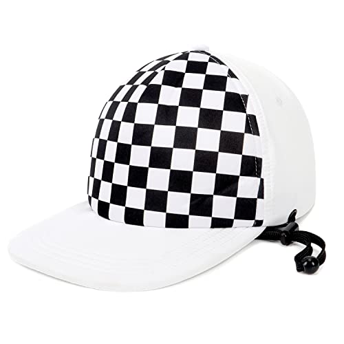 Bonvince Toddler Trucker Hat Adjustable Baby Sun Hat Toddler Flat Brim Cap Quick Drying Boys Girls Summer Baseball Hats White Check 6-36M #TOP19