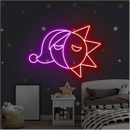 Lampe néon Soleil Lune oubliez les lumières agressives grâce à l'intensité réglable