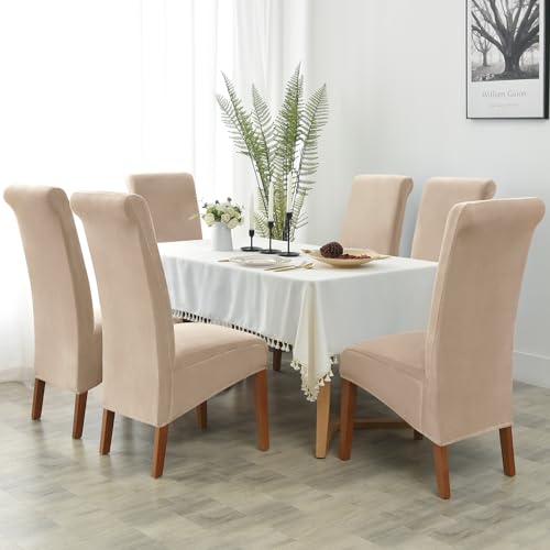 Housse de chaise velours XL kaki Alishomtll lot de 2