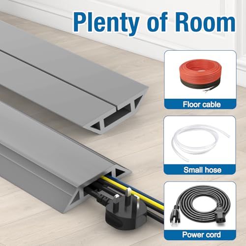 Image of Eapele Floor Cord Cover 6.5ft Cord Covers for Wires on Floor, Heavy Duty Extension Cord Cover, Rubber Floor Cable Cover, Prevent Trip Hazard for Sidewalk Home Office Outdoor or Indoor Settings