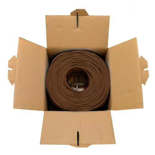 Image of DRIPSTONE CAT6 1000ft Bulk Ethernet Cable 23AWG Solid CCA UTP 0.57mm Brown