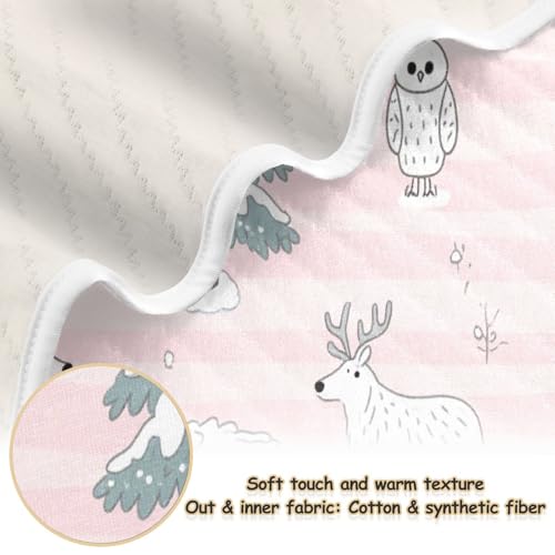Custom Nordic Animal Deer Pink Stripe Star Baby Swaddle Blankets Soft Customize Kitten Monogrammed Blankets for Nursery Stroller Crib 30x40in cobijas para2